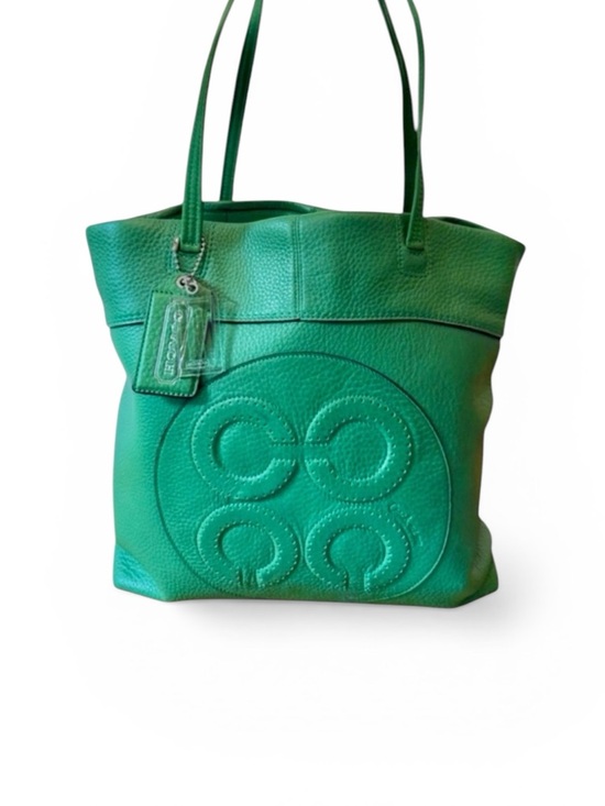 Coach Handbags - Coach Julia Op Art Perry Leather Tote Rare Green Colorway Authentic Large EUC